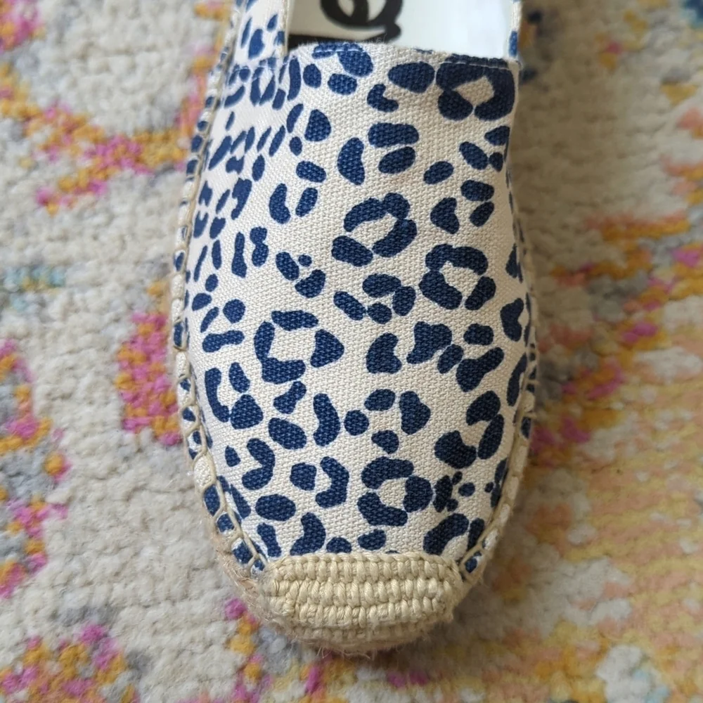Sam Edelman Verona Leopard Print Canvas Slip On Espadrille Flats Cream Navy 8.5 - Picture 11 of 15